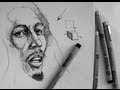 Pen & Ink Drawing Tutorials | How to draw a realistic portrait of Bob Marley
