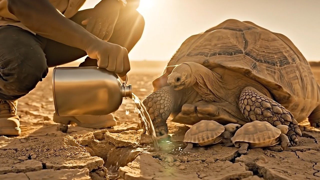 A kind hearted man rescued a tortoise mother and her babies 
