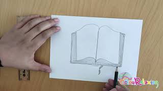 كيف ترسم كتاب مفتوح خطوة بخطوة / How to draw an open book step by step