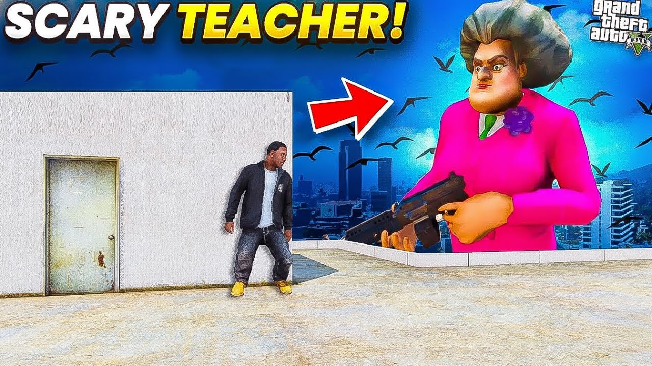 Franklin & Shin Chan Trying to Escape from Scary Teacher From Scary School in Gta 5 in Telugu