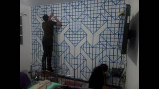 Pintura geometrica de Pared en 3D - Fotosecuencia