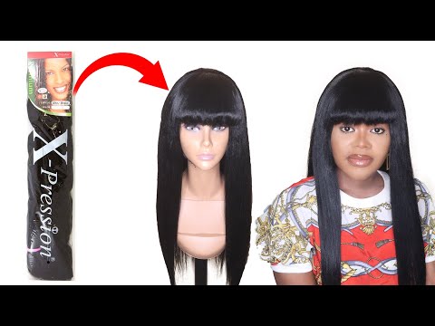 diy-straight-crochet-wig-with-bangs-using-expression-braid-extention---no-closure-wig