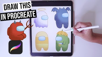 AMONG US Drawing with Procreate! HALLOWEEN Digital Illustration on iPad Pro