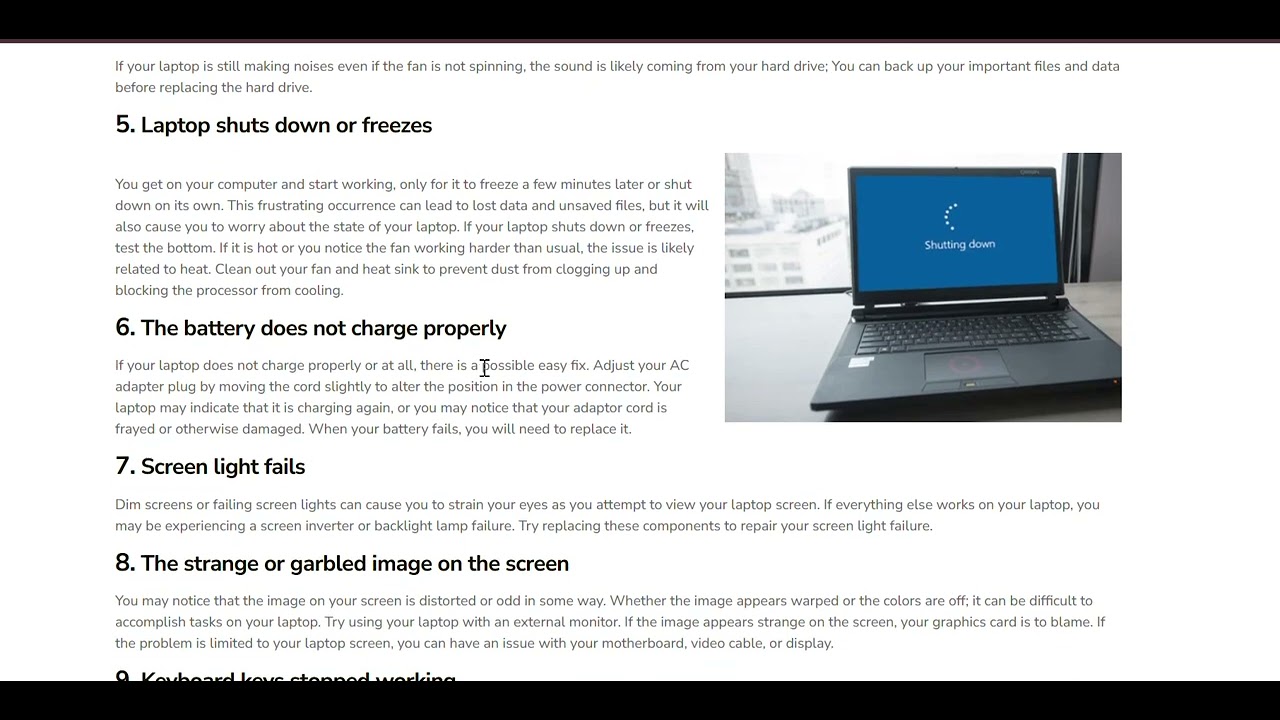 Top 10 Problems Occur in laptop