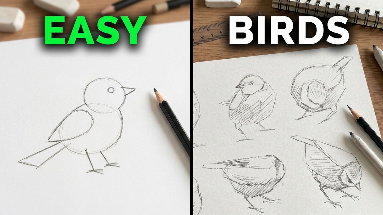 How to Sketch Birds - YouTube