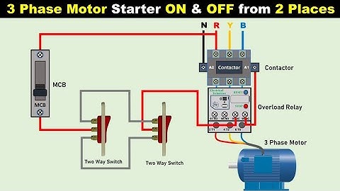 3 Phase motor Control Circuit Diagram by using two-way Switch @ElectricalWiringSchool