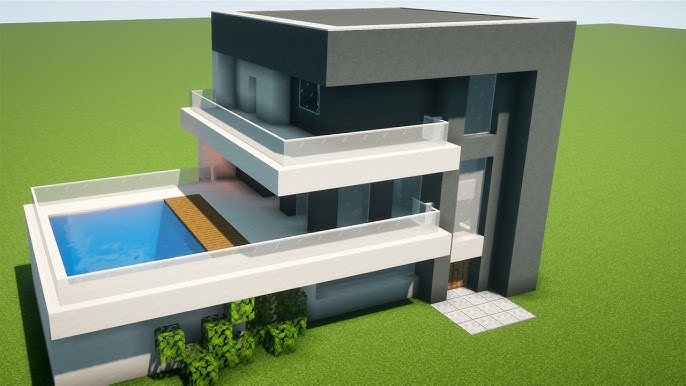 Minecraft Tutorial - Casa Moderna Completa com Piscina e Mobília