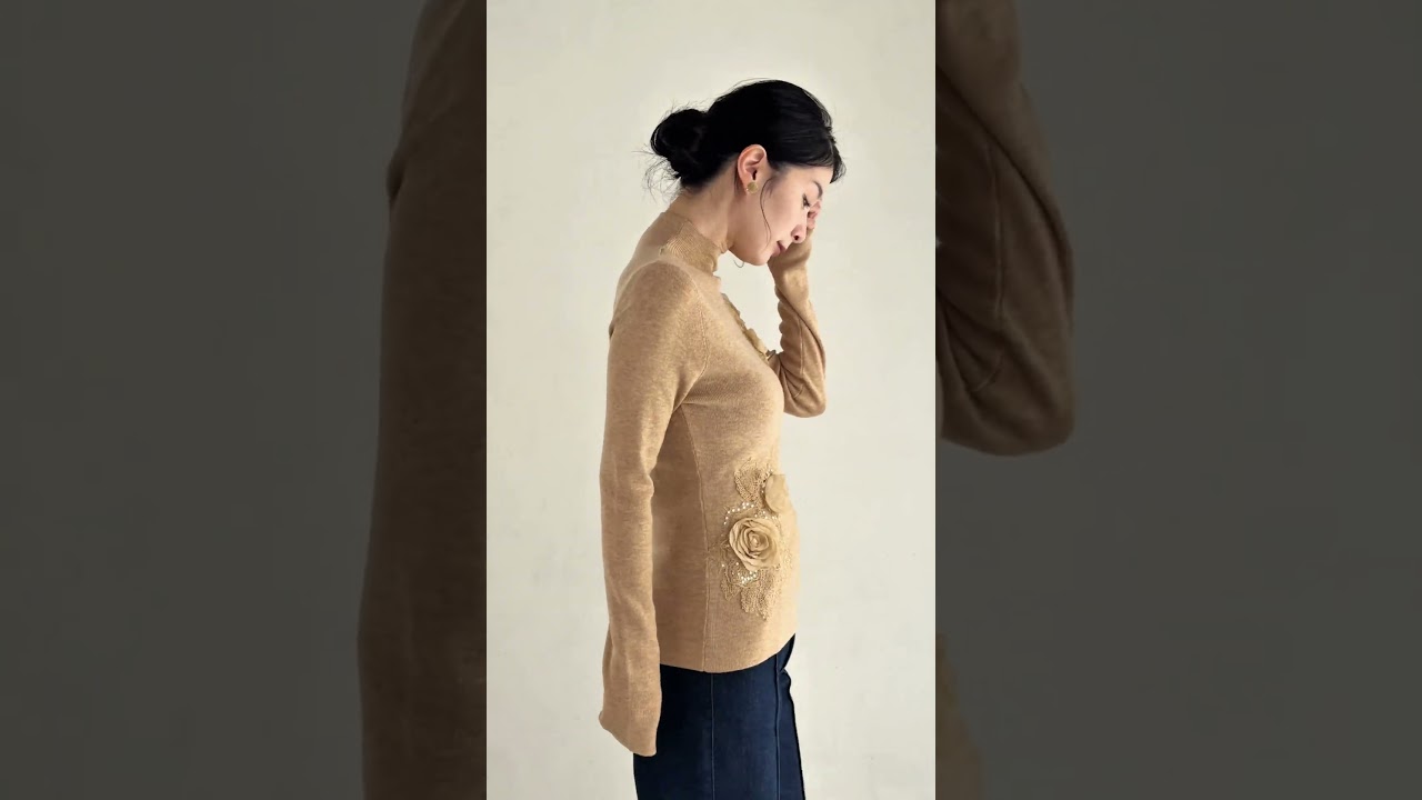 薔薇コサージュニットカットソートップス – ONE PEACE ONLINE