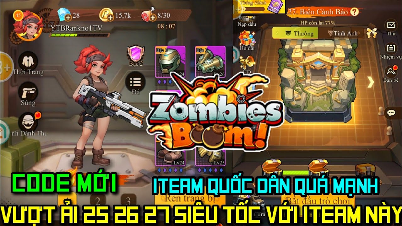 Zombies Boom - Code Mới & Vượt Ải 25 26 27 Siêu Tốc Với Iteam Quốc Dân ...