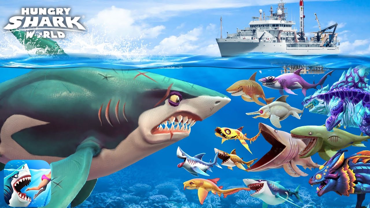 Hungry Shark World Arabian Sea Map BIG GREAT WHITE SHARK (BIG SHARK) VS ALL HUNGRY SHARK WORLD GAMEPLAY