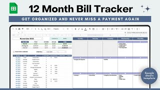 Bill Tracker Google Sheets - How to Manage your Bill Payments - FULL template tour - Bill Calendar