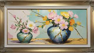 Vintage Abstract Moody Flowers Screensaver Tv Art 4K Gold Frame Moody Wallpaper Tv Hack Samsung Tv screenshot 2