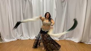 "Hourglass" Bellydance Fan Veils Improvisation by Miss Thea