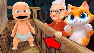 Baby and CAT & GRANNY Play Hide and Seek!