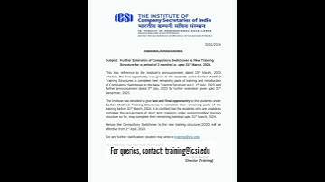 ICSI Compulsory switchover to New training structure: Announcement