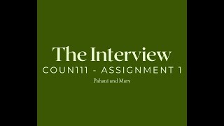 Interview for COUN111 – Assignment 1