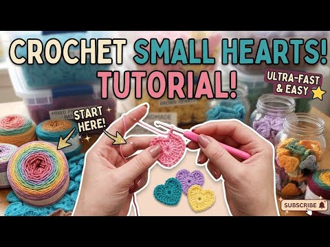 How to Crochet Small Hearts in Minutes! 🧶 (Easy Beginner Tutorial)