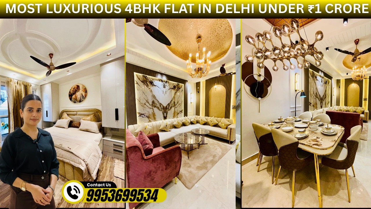 Most Luxurious 4BHK Flat in Delhi Under ₹1 Crore | 4 bhk flat in dwarka mor #4bhk #delhi {376-348}