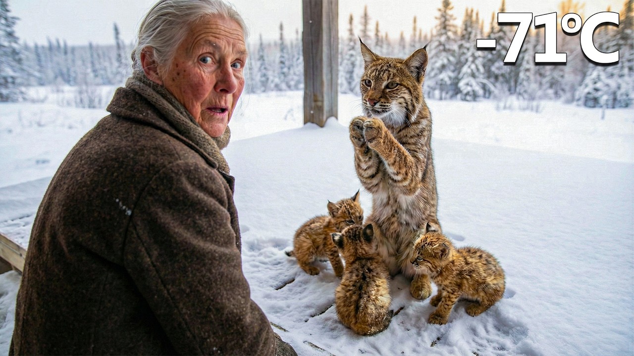 A Starving Lynx Brings Her Cubs to a 92-Year-Old Woman’s Door in Siberia | Animal Rescue Stories