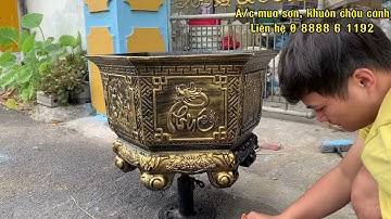 Hướng dẫn sơn giả đồng cổ cho chậu lục giác 60 chân liền