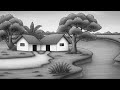 how to draw prakritik house drawing |prakritik drishya drawing banana sikhayen