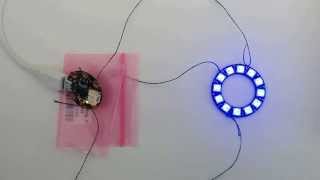 Adafruit Gemma and NeoPixel Ring with conductive thread
