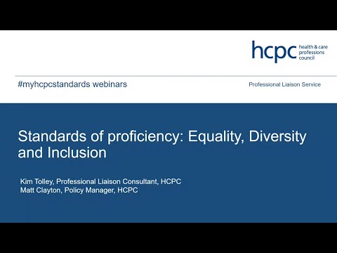 #myHCPCstandards Webinar series - Equality, Diversity and Inclusion