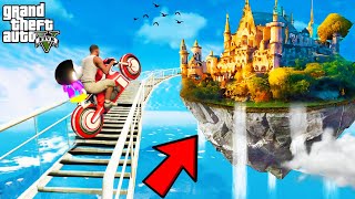 FRANKLIN TRIED IMPOSSIBLE STAIRWAY TO HEAVEN PARKOUR RAMP CHALLENGE GTA 5 | SHINCHAN and CHOP