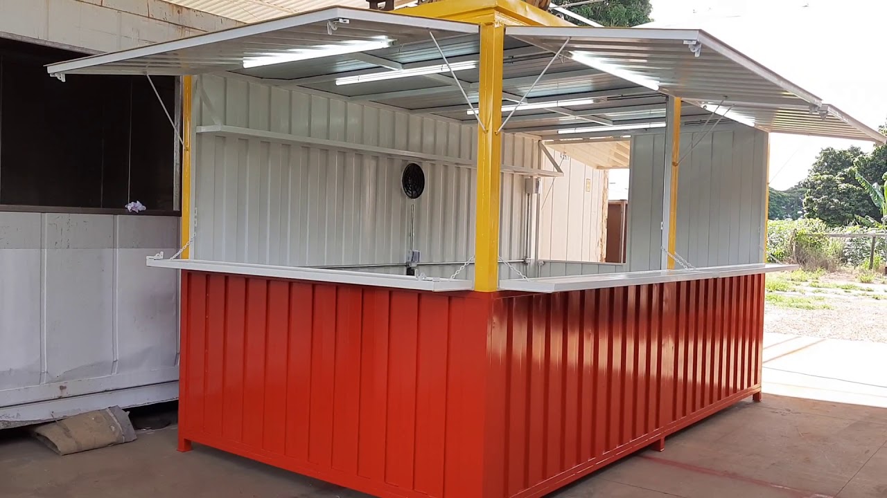 Container Lanchonete Hamburgueria Pastel Churros– 4,5mX2,40mX2,60m (CxLxA) -Vídeo 2– SANS CONTAINERS