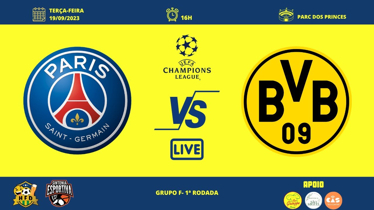 PSG x Borussia Dortmund ao vivo: onde assistir ao jogo da Champions League