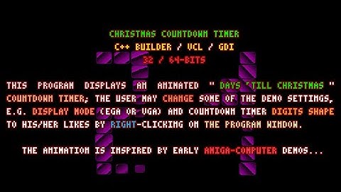 Vintage Christmas Countdown Timer screensaver in C++ Builder & WinAPI