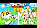 I Survived 100 Days as a CAT in HARDCORE Minecraft!