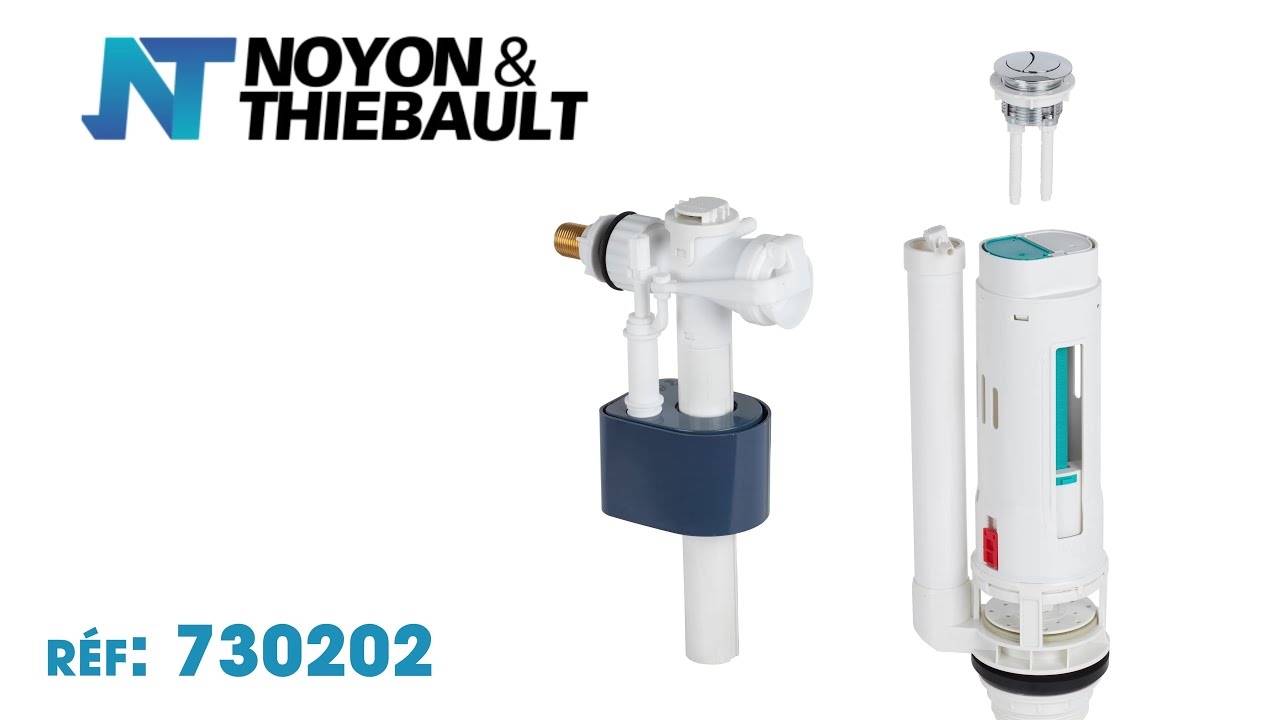 730202 Ensemble WC mécanisme double chasse bouton poussoir + robinet  latéral Noyon et Thiebault 