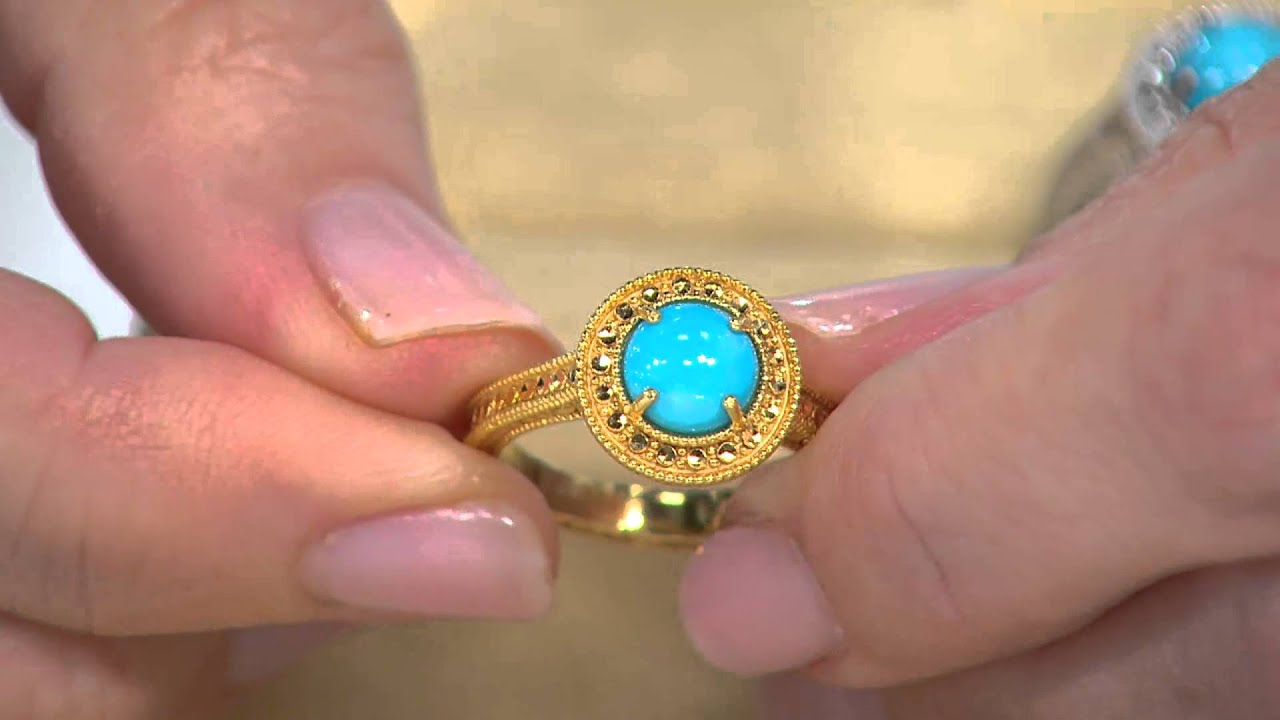 Sleeping Beauty Turquoise Diamond Cut Sterling Ring with Jennifer Coffey