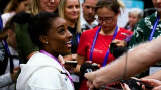 Simone Biles Talks with the Media After Becoming the Most Decorated Gymnast of All Time!