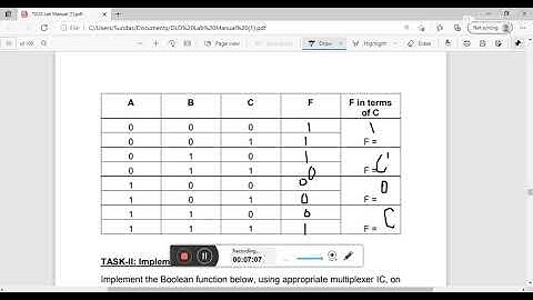 Digital Logic Design Lab 8 TASK-I: Implement the Boolean Function