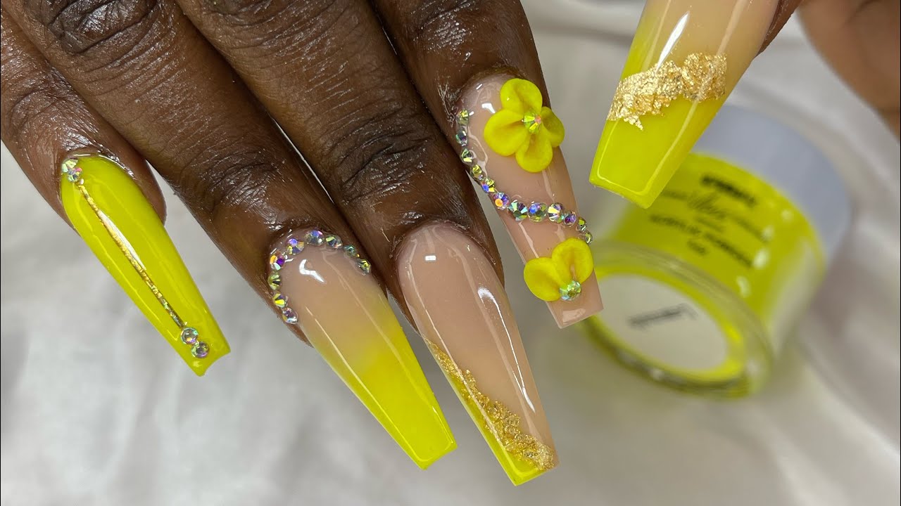 Summer nails design beginner friendly nails using lemonade from