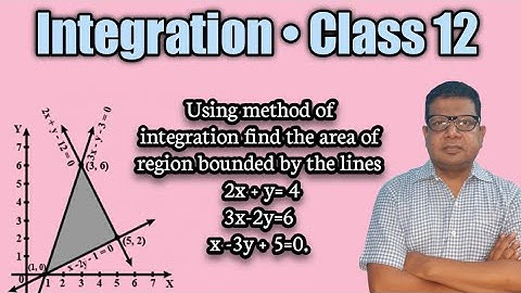 Using method of integration find the area  bounded by the lines 2x + y= 4, 3x-2y=6 and x -3y + 5=0.