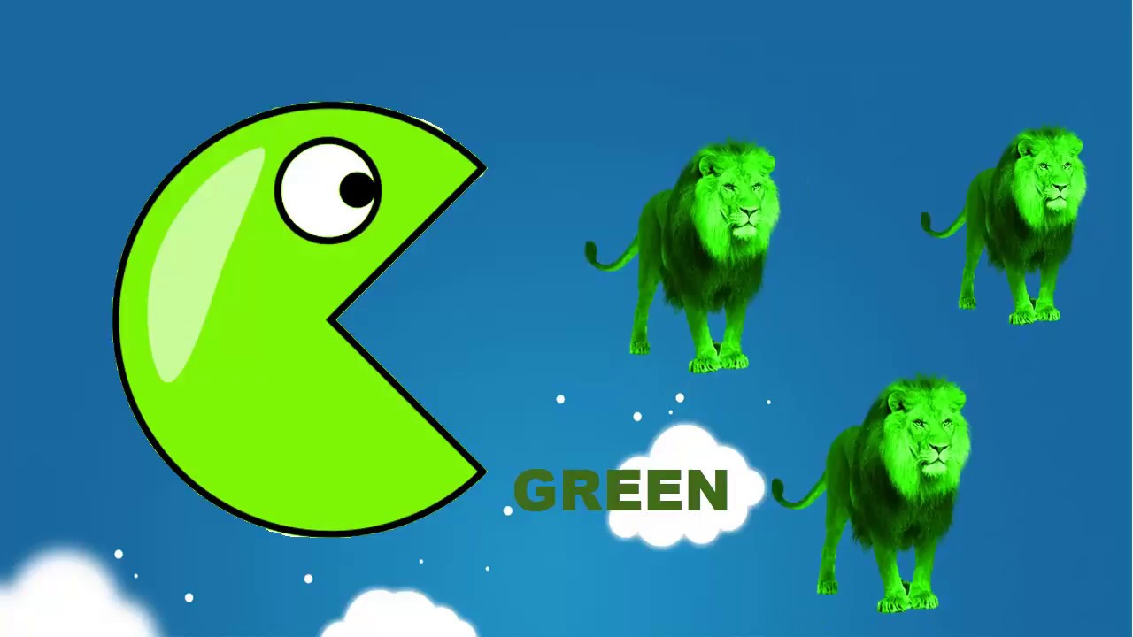 Learn color animals and colorful pacman compilation for kids plus ...