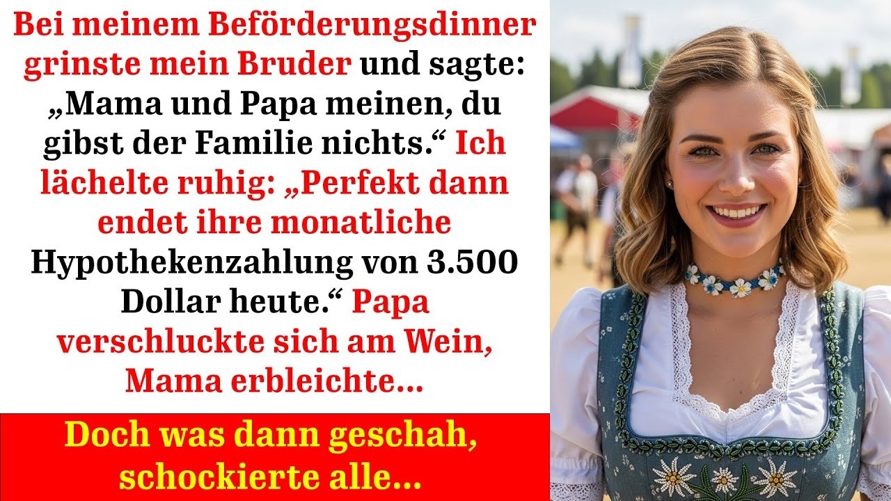 Daniels Stimme schnitt durch das Stimmengewirr: „Mama und Papa sagen, du gibst der Familie nichts.“ Sein Champagnerglas blitzte im Kerzenlicht, ein selbstgefälliges Grinsen auf den Lippen. Ich saß...