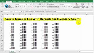 create number list with barcode in ms excel for inventory count