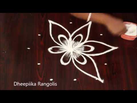 simple n easy kolam design with 5 dots || Easy Rangoli Designs - YouTube