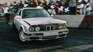 Magesh spinning his V8 E30 at Mzansi meets Japan auto Trading show