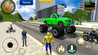 Monster Truck Driving at Vegas City - Spider Rope Hero Gangster Crime - Android Gameplay screenshot 4