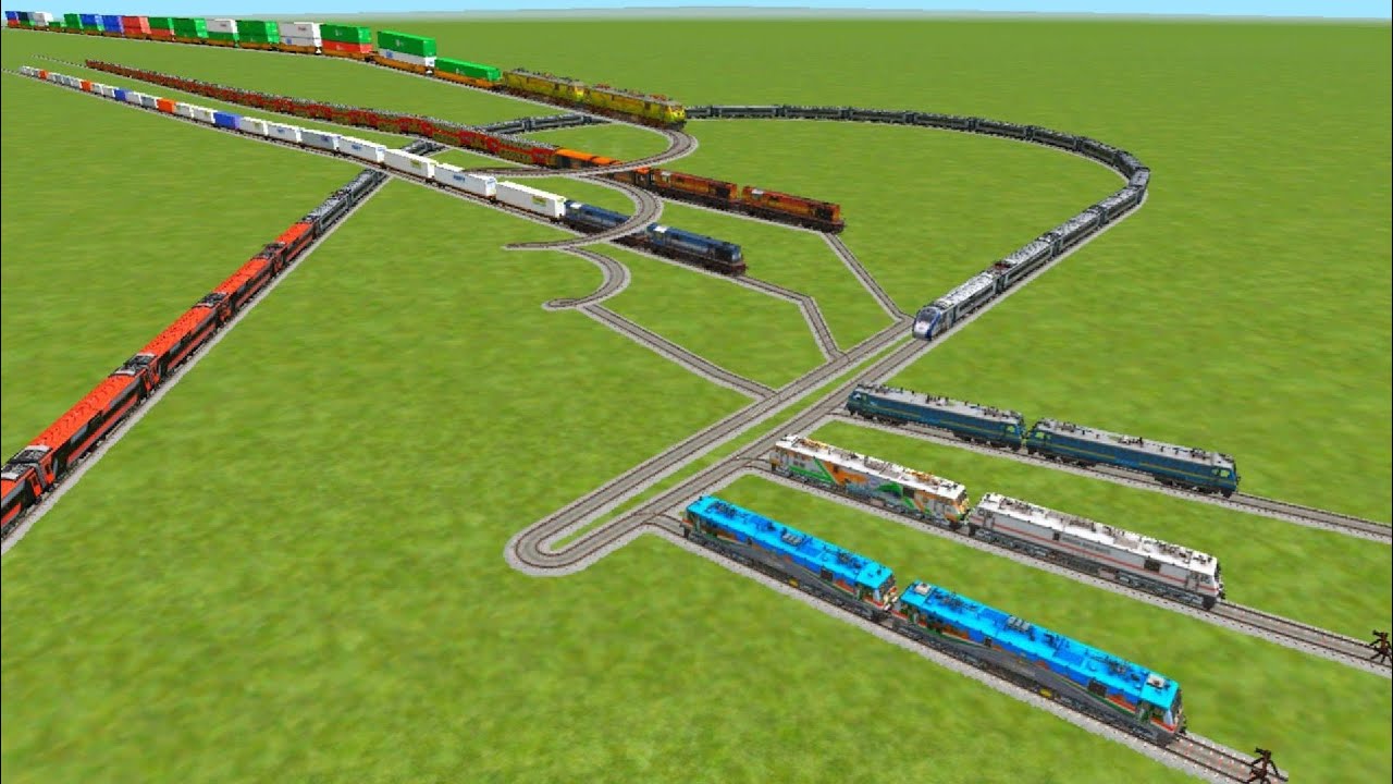 Indian trains locomotive ground  simulator classic capling crossing over bridge very fast running 