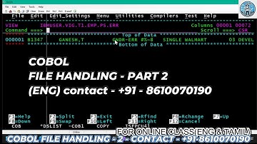 COBOL FILE HANDLING - PART 2 ( English)  - For Online Training - +91-8610070190