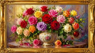 Elegant Colorful Roses Bouquet | 4K Art for TV Backgrounds & Decor
