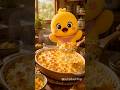 A yellow duck having a corn-filled cream gratin for lunch #shorts #duck #cute