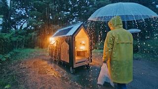 [Heavy Rain Car Camping] Heavy rain hits the world's smallest house. Power outage, Arlam