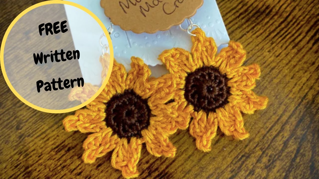 QUICK and EASY crochet sunflower earrings tutorial